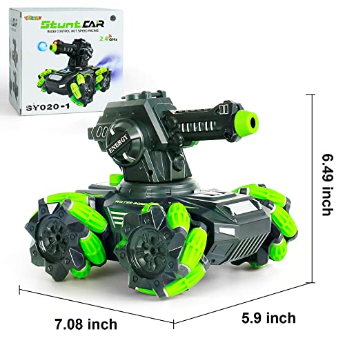 Vertoy Rc Tank Car Toys For 6 7 8 9 10 Years Old Boys, Stem Remote Control Car 180° Rotating Stunt, 2.4Ghz All Terrain Shooting Water Marbles Truck Kits, Birthday Gifts For Kids Age 6-12 #TOP5