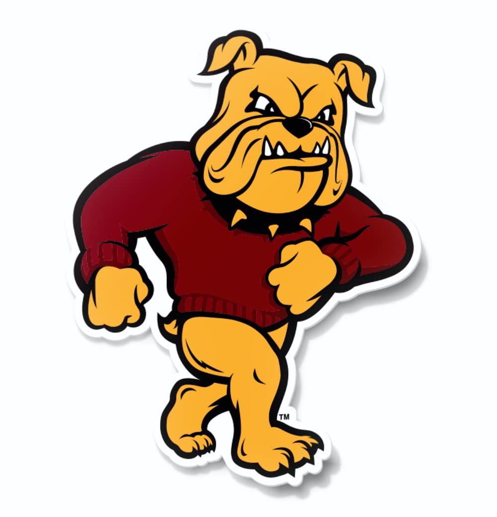 Minnesota Duluth Full Standing Marching Bulldog Vintage Maroon and Gold Weatherproof Vinyl Sticker Car Decal from Nudge Printing