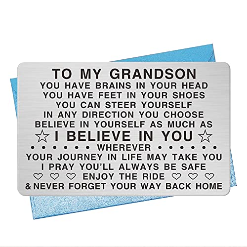 Grandson Gifts, Grandson Inspirational Engraved Wallet Card