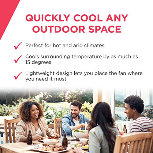 Newair Outdoor Misting Fan and Pedestal Fan in Black, Cools 500 sq. ft. with 3 Fan Speeds and Wide-Angle Oscillation