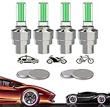 Yinch 4 Pack Led Bike Wheel Lights Car Tire Valve Cap Bicycle Tyre Light Motorcycle Spoke Flash Lights Waterproof Valve Stems Caps Accessories for Men Women Kids with 10 Extra Batteries (Green)