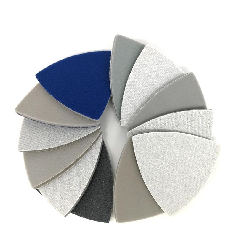12Pcs Triangle Flocking Sponge Sanding Disc Sandpaper 90 * 90 * 90MM 300-3000 Grit Abrasive Tools for Polishing Grinding,2pcs of Each Grit