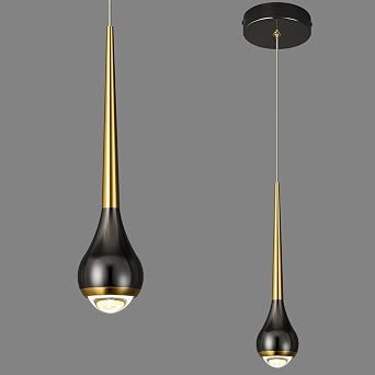 Modern LED Dimmable Pendant Light fixtures,Mini Black Gold Pendant Lighting for Kitchen Island Dinning Room,Bedroom,Bar, Kitchen Island Ceiling Hanging Light Fixtures1-Pack