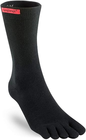 Injinji 2.0 Men's Sport Crew Toesocks, Black, Large