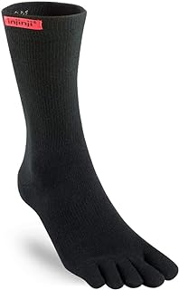 Injinji 2.0 Men's Sport Crew Toesocks, Black, Medium