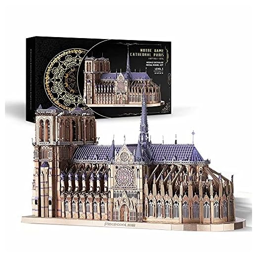 Piececool 3D Metal Puzzles for Adults and Teens, Notre Dame De Paris Church Metal Model Kit, Challenge French Cathedral Brain Teaser Architecture Building Blocks Puzzle, 382 Pcs