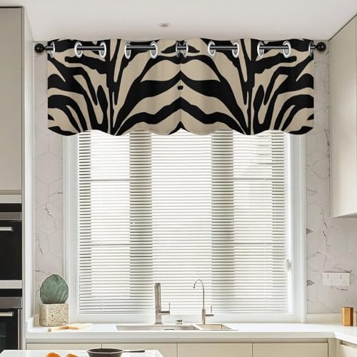 Juego de dos cenefas de estilo asiático y cortinas cortas con estampado de tigre de dinastía 2