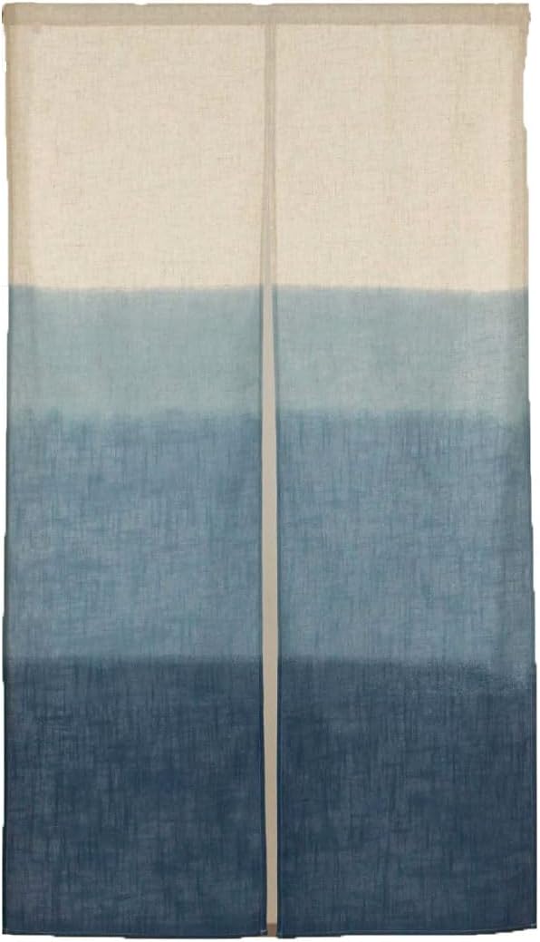 Japanese Curtain Noren Tapestry Curtains for Doorway Including Clips (Gradation Indigo Blue)