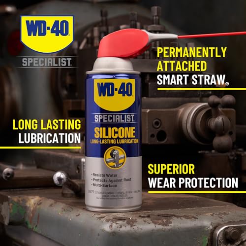 Image of WD-40 Specialist Silicone, Dry Silicone Lubricant for Window Tracks, Cables, Pulleys, Superior Lubrication for Equipment, Moving Parts, Industrial Applications, Bigger Can, 13.3 OZ, Single Can