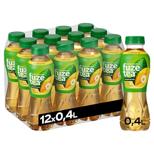 Fuze Tea Grüner Tee Mango Kamille - erfrischende Fusion aus Tee, Saft und Kräutern mit Kombination aus Mango und Kamille - kalorienarmer Eistee aus nachhaltigem Anbau - Einweg Flaschen (12 x 400 ml)