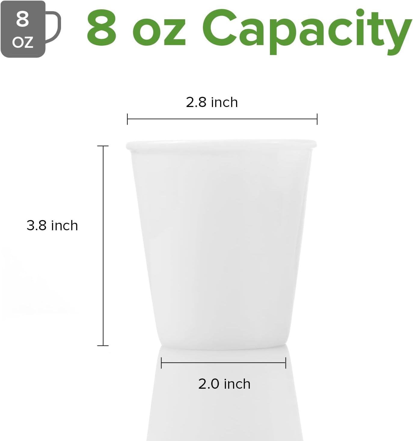 Stackable 8oz Fine Bone China Coffee Tea Cups Without Handle for Espresso and Cappuccino Set of 6, Demitasse Cups Same Size as Standard Paper Cup Model, Multipurpose Tumbler Toothbrush Bathroom Cup