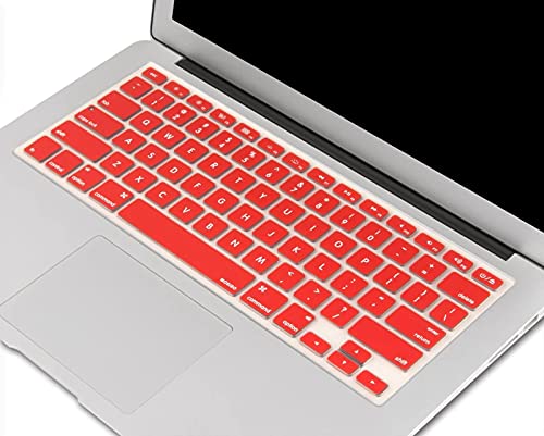 Mosiso Silicone Keyboard Cover Compatible With Macbook Air 13 Inch A1466 A1369 2010-2017&Compatible With Macbook Pro 13/15 Inch (With/Without Retina Display, 2015 Or Older Version), Red #TOP2