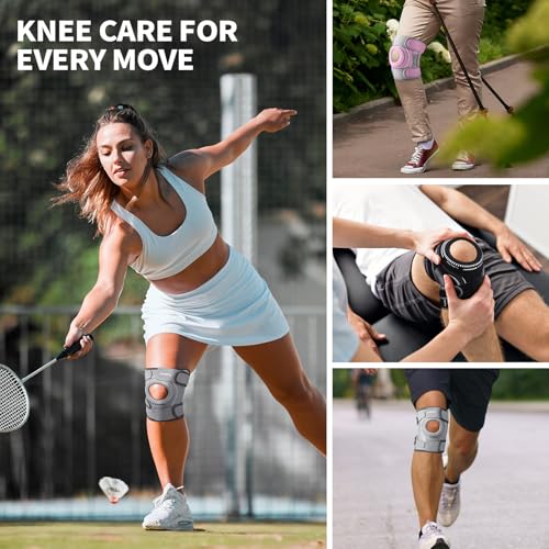 Image of CAMBIVO Knee Brace with Stabilizers, Gel Pad & Open Patella for Men & Women | Open Patella Stabilizer for Arthritis, Meniscus & ACL MCL Relief. Adjustable Compression for Running & Sports Recovery