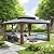 SEVOBAL 10 x 12 ft Hardtop Gazebo, Outdoor Aluminum Frame Permanent Pavilion, Sturdy Polycarbonate Double Roof Canopy with Curtains & Netting, Patio Gazebo Garden Tent for Garden, Lawns, Brown
