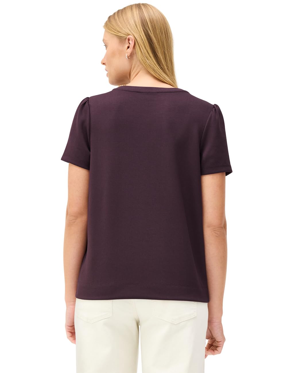 Street One Studio Damen T-Shirt in Unifarbe mit Raffung