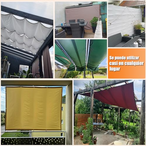 Toldo vela de sombra impermeable contra rayos UV y lluvia para proteger mobiliario de exterior 8