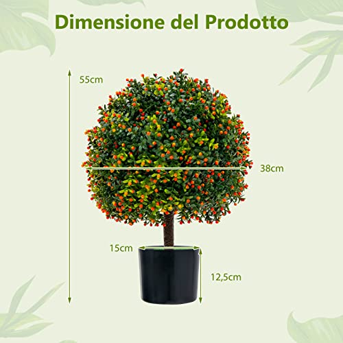 COSTWAY Pianta Finta 55 cm, 2 Sfere di Bosso
