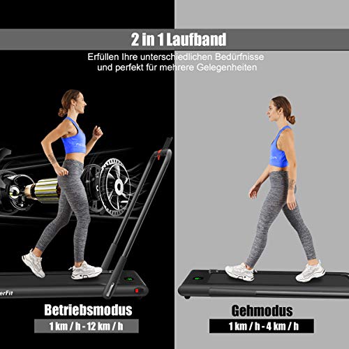 COSTWAY 2 in 1 Elektrisches Laufband mit Fernbedienung | App-kontrolliert | Bluetooth | LED Display | Handyhalterung | 1… – Bild 3