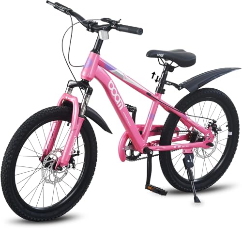 LSBIKE 18 20 22Inch Mountain Kid Bike Children Bicycle for 5-13 Years Boys & Girls Kid bikes Bicycle with Front and Rear Disc Brakes Mudguards and Front Shock Absorber Reflector (PINK 18INCH)