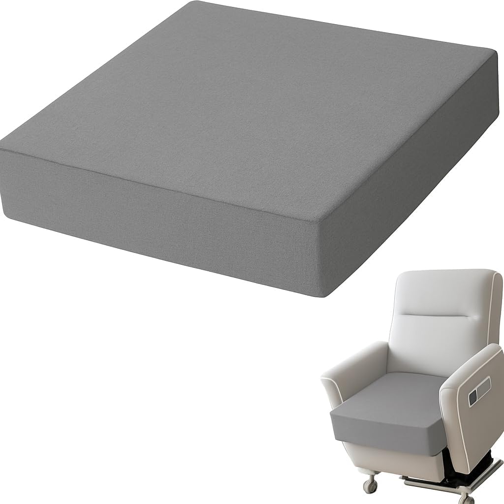 Recliner Cushion for Elderly 24" x 24" x 4" – Memory Foam Seat Cushion with Back & Lumbar Support, Pressure Relief Chair Pad for Couch, Armchair & Recliner (Grey)
