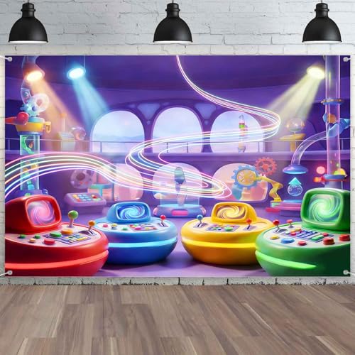 TOAOFY 75ft Emotional Backdrop Colorful Control Console Background Magic Portal Backdrop Kids Rainbow Birthday Party Decoration TAYTKSJ004