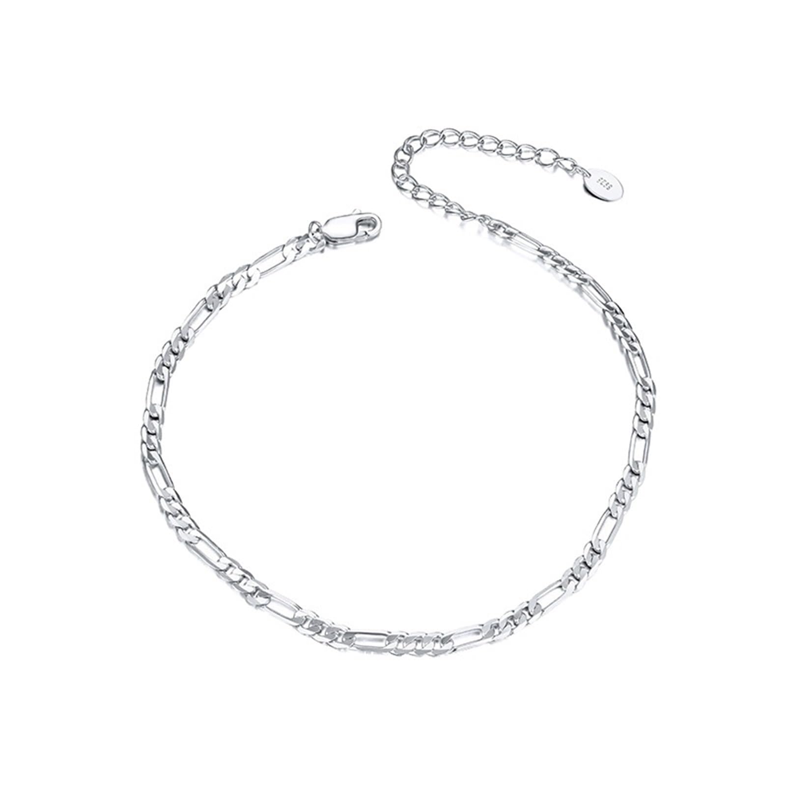 Cavigliera Argento 925 Donna, Cavigliera Donna Estiva Catena Figaro Semplice 3.3MM Larghezza, Bracciali alla Caviglia da Spiaggia Piede Catena Cavigliere Regolabili per Donne