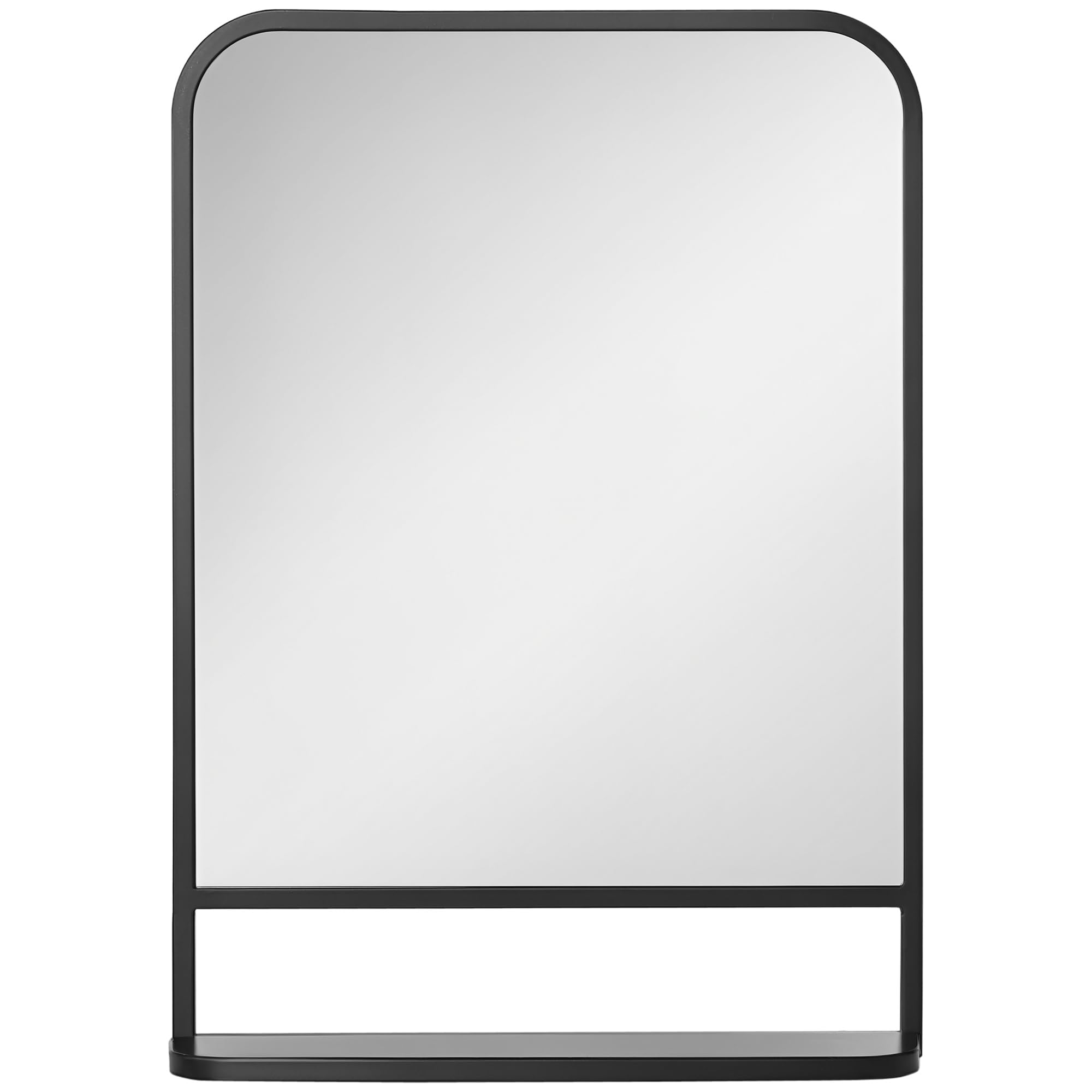 HOMCOM Modern Rectangular Wall Mirror with Storage Shelf 70 x 50 cm Black | Mirrors, for Living Room, Bedroom