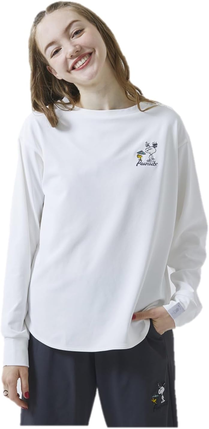 パーリーゲイツ ロゴ総柄 裏起毛 長袖モックネック カットソー 白 M