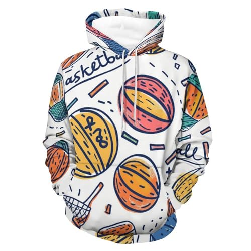 Sweat à capuche basketball de dessin animé en taille S pour homme et femme