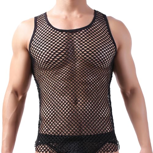 T-shirt d'entraînement à manches en maille et débardeur ajouré transparent pour homme