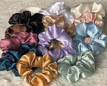 50 PCS Satin Solid Hair Scrunchies, Ponytail Holder, Hair Tie, Hair Bow, Rubber Band, Hair Accessories for Women, Teens and Girl-image-28