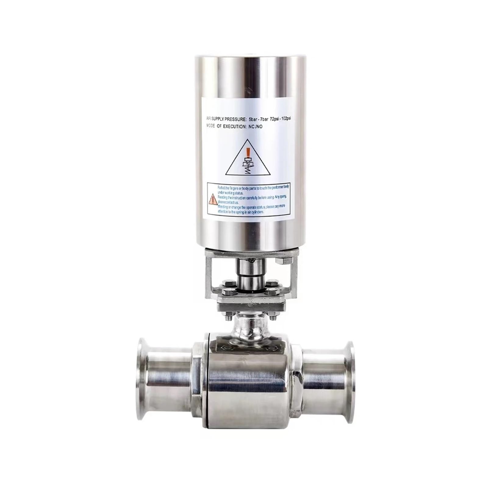 COSZWQDP 4" Tri Clamp OD 119MM Pneumatic Ball Valve Two Way Actuator Single Acting Stainless Steel 304
