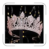Rose Gold Crown for Women Large Pageant Prom Wedding Tiara Cubic Zircon Queen Crowns Quinceañera Coronas para 15 Años