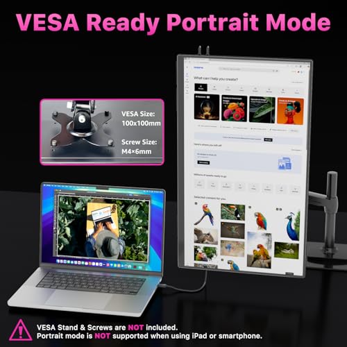 Image of cocopar Portable Monitor IPS Travel Monitor with USB-C HDMI Portable Screen for Laptop MacBook Surface PC PS4 /5 External Display with Kickstand, VESA Mountable, 23.8 Inch