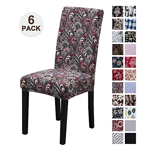 Mecerock Fit Stretch Jacquard Removable Washable Short Dining Chair Covers Seat Slipcover