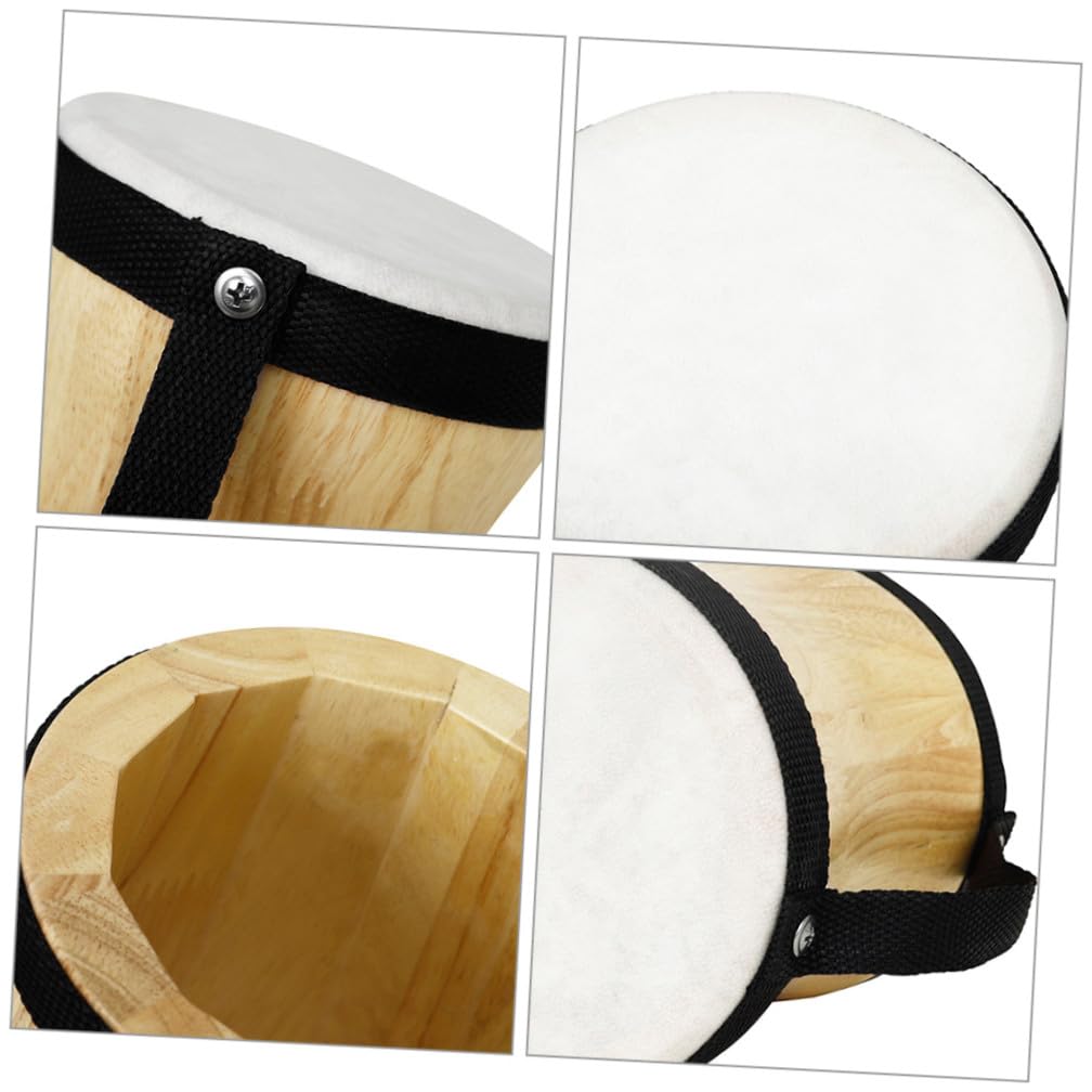 Tamburo Bongo Manuale in Legno e Pelle Nera per Ragazzo Ragazza | Suono Nitido e Preciso, Include Bastone, Resistente e Adatto All’educazione Musicale e Coordinazione