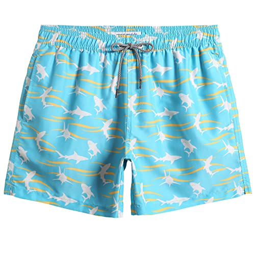 Image of maamgic Mens Swim Trunks 5 inch Quick Dry Beach Shorts Bathing Suits with Mesh Lining Pockets Shark Green X-Small
