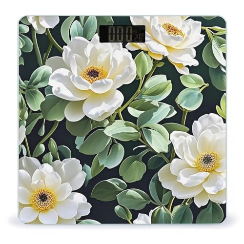 Báscula Digital de Baño Blanca y Esmeralda con Plataforma Amplia miniatura 1