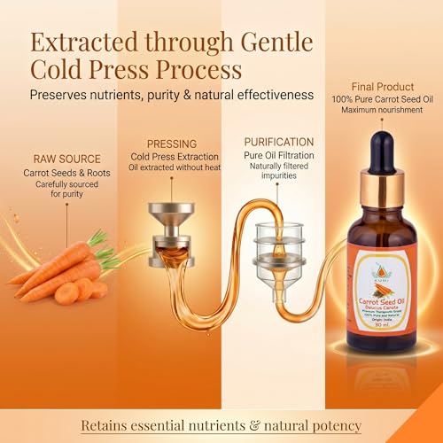 Image of KUNJ Carrot Seed Oil 30ml | 100% Pure & Natural Cold Pressed Oil | Undiluted Beauty Oil for Glowing Skin, Face Nourishment, Skin Hydration & Daily Skincare Use