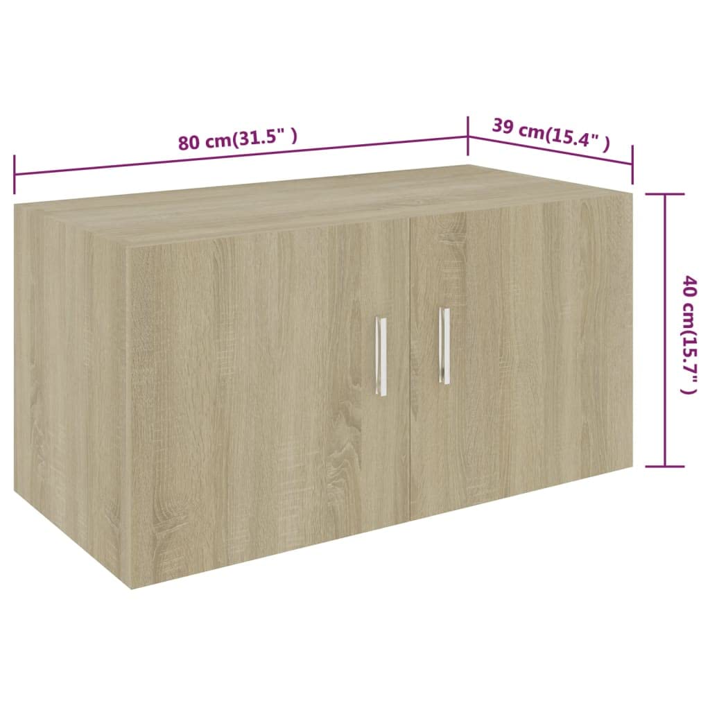 vidaXL Armario de Pared Estante Flotante Versátil Decoración Baño Cocina Habitación Almacenamiento Moderno Contrachapada Color Roble Sonoma 80x39x40cm