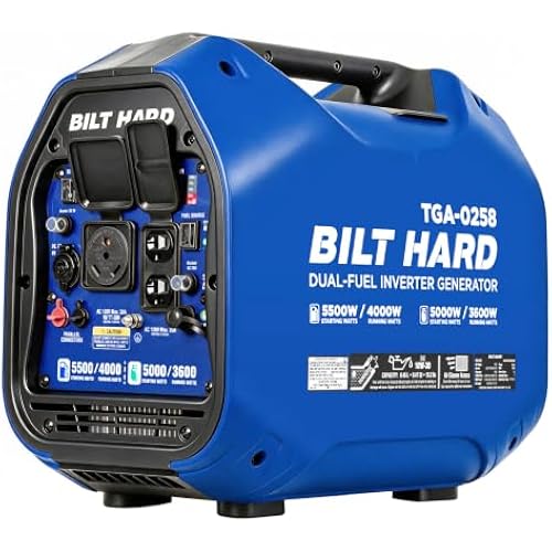 BILT HARD 5500W Dual Fuel Inverter Generator, Gasoline/LPG