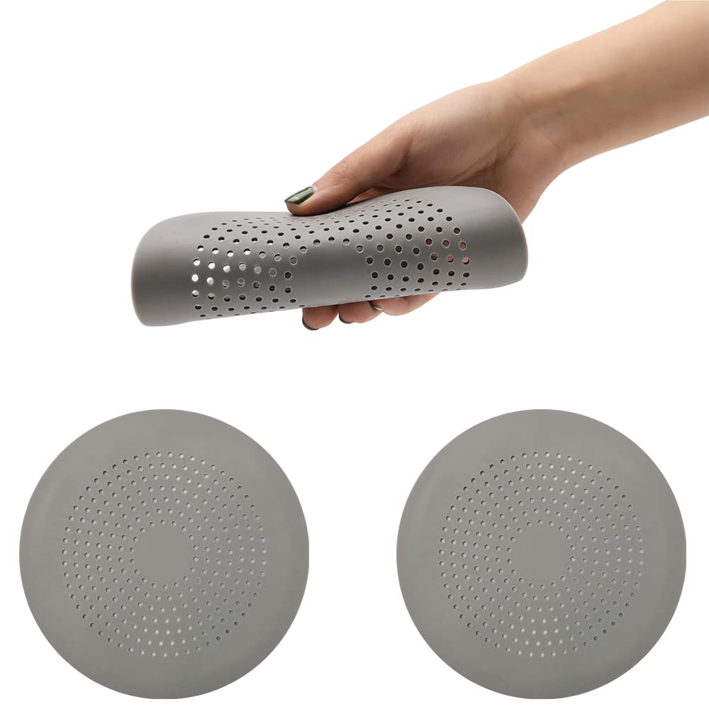 Aeuezxx Grey Silicone Drain Protector, 2Pcs Drain Protectors, Sink Filter, Drain Strainers With Sucker, Shower Drain Hair Catcher, Sink Strainer Protector, For Kitchen, Bathroom, Bathtub(Grey)