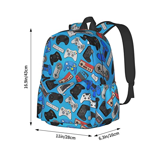 Colorful Video Game Controller Background Large Capacity Backpack Lightweight Personalized Laptop Bag Tablet Travel School Bag with Multiple Pockets4
