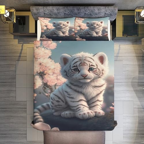 Housse de couette tigre douce et résistante pour lit double 220x240 cm