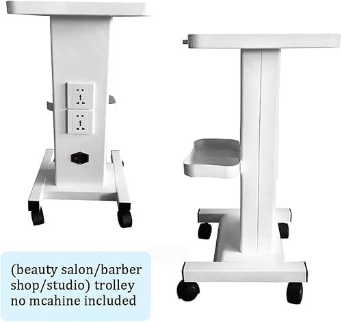 Miniatura 5 de TFCFL Carrito de salón de belleza SPA con pedestal de aleación rodante, soporte de carrito de almacenamiento de equipo de belleza con enchufe y 4