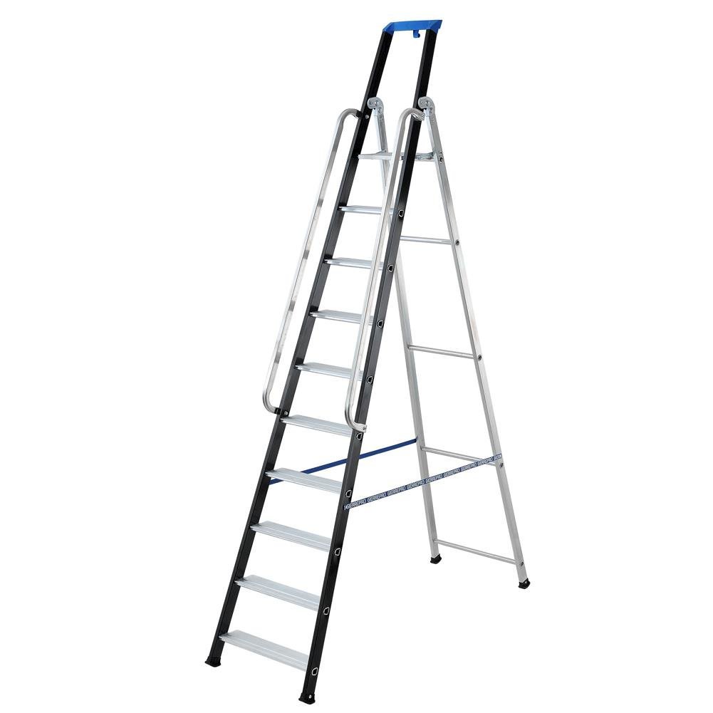 Gierre AL770 - Escalera profesional de aluminio de tijera Stabila Pro (10 peldaños), negro