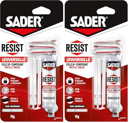 Colle bi-composants epoxy Sader Resist Universelle translucide 2x10g