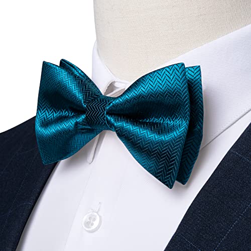 Image of DiBanGu Pre-Tied Bow Ties for Men Silk Adjustable Tuxedo Bowties Pocket Square Cufflinks Set with Lapel Pin Jacquard Woven