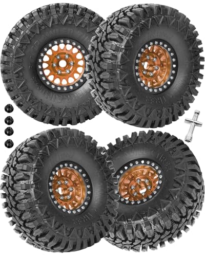 Materiale di alta qualità: il set di cerchi in alluminio RC da 4,8 cm è in alluminio anodizzato, lavorato a CNC di precisione, leggero e resistente, aumentando la resistenza agli urti e una lunga durata.