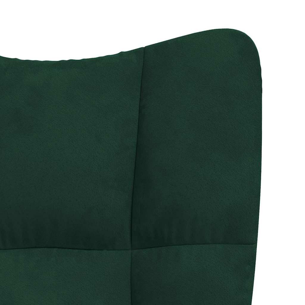 vidaXL Silla Mecedora de Terciopelo Verde Oscuro